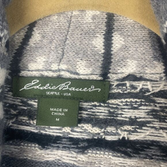 Eddie Bauer Fair Isle Knit Wool Blend Cardigan Size Medium   69 - Picture 6 of 10